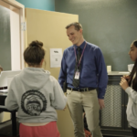 Josh Hurley with students